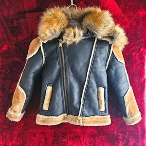 Jordan Craig El Jefe Shearling Moto kids Jacket Black-Coffee size 8
